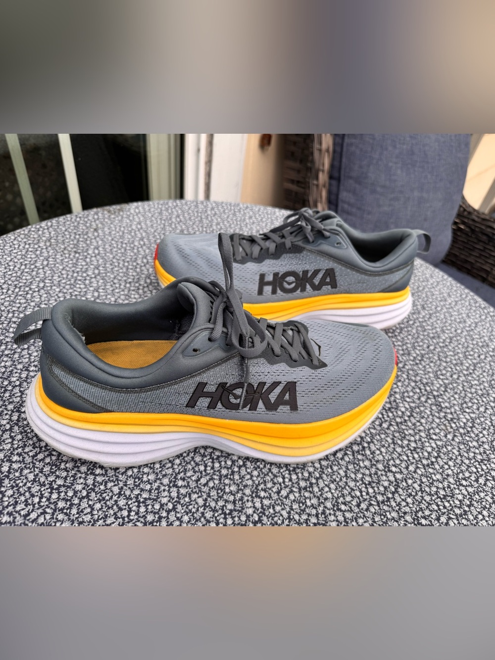 Hoka Bondi 8 Mens Running Shoes Goblin Blue Yellow Gray Max Cushion Size 11.5 D - Picture 5 of 12